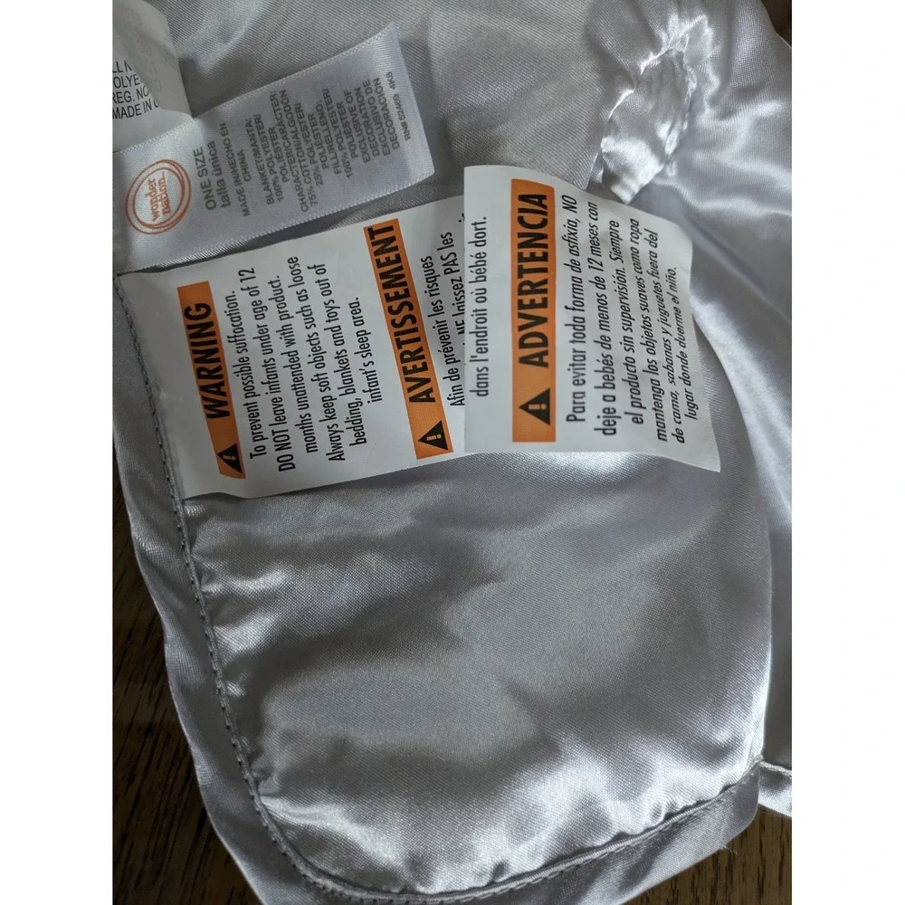 Wonder Nation Baby Security Blanket‎ Bear Satin White Grey Triangle Unisex